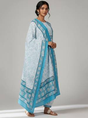 Women Ethnic Motifs Printed Regular Kurta with Patiala & With Dupatta 3