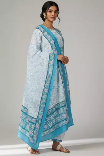 Women Ethnic Motifs Printed Regular Kurta with Patiala & With Dupatta