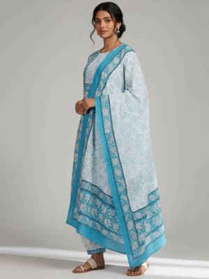 Women Ethnic Motifs Printed Regular Kurta with Patiala & With Dupatta 4