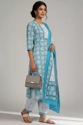 Women Ethnic Motifs Printed Regular Kurta with Patiala & With Dupatta