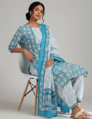 Women Ethnic Motifs Printed Regular Kurta with Patiala & With Dupatta 7