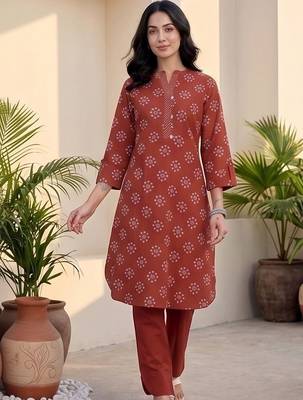 Women Ethnic Motifs Printed Regular Kurta with Trousers 4