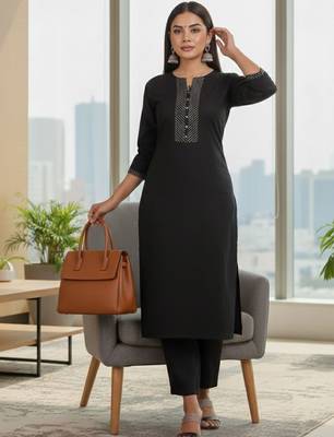 Women Ethnic Motifs Yoke Design Regular Thread Work Kurta with Trousers & With Dupatta 1