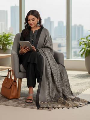 Women Ethnic Motifs Yoke Design Regular Thread Work Kurta with Trousers & With Dupatta 2