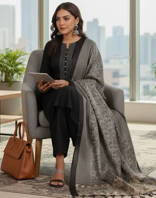 Women Ethnic Motifs Yoke Design Regular Thread Work Kurta with Trousers & With Dupatta 4