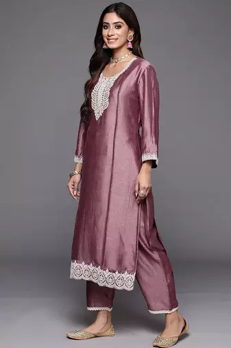 Women Embroidered Regular Sequined Kurta with Trousers & Dupatta