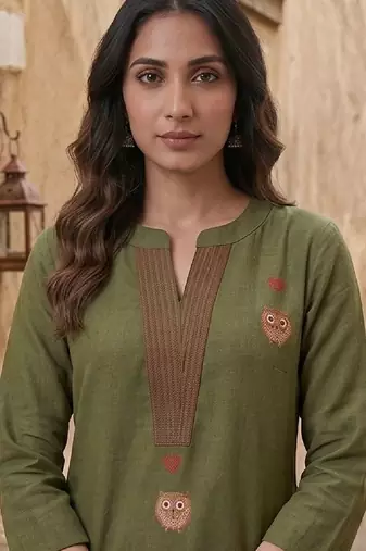 Women Ethnic Motifs Embroidered Regular Thread Work Kurta with Trousers