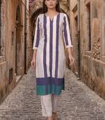 Women Striped Regular Kurta with Trousers