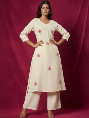 Cotton Flex Embroidered A Line Kurta With Palazzos 1