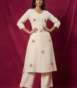 Cotton Flex Embroidered A Line Kurta With Palazzos