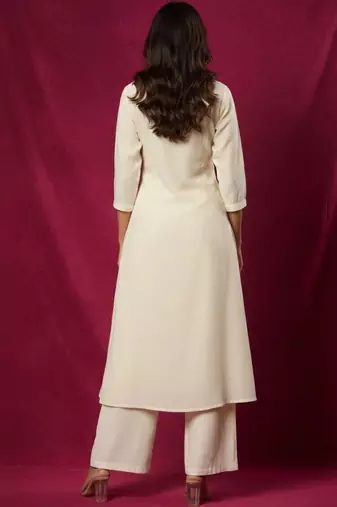 Cotton Flex Embroidered A Line Kurta With Palazzos