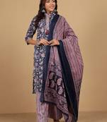Women Floral Printed Straight Kurta with Palazzo & Dupatta