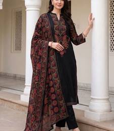 Women Ethnic Motifs Embroidered Regular Thread Work  Cotton Kurta with Trousers & With Dupatta