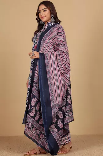 Women Floral Printed Straight Kurta with Palazzo & Dupatta
