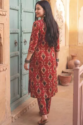 Women Printed Regular Pure Cotton Kurta with Trousers