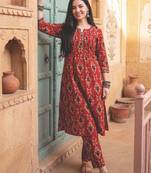 Women Printed Regular Pure Cotton Kurta with Trousers