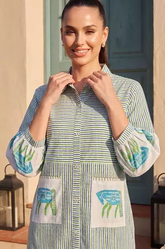 Women Striped Regular Pure Cotton Kurta with Trousers