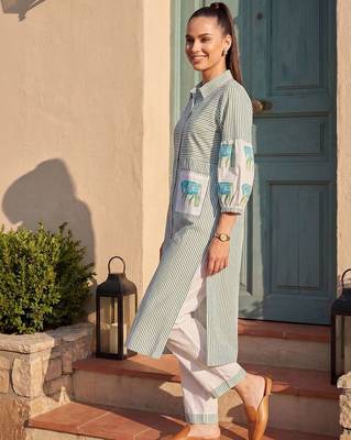 Women Striped Regular Pure Cotton Kurta with Trousers 4