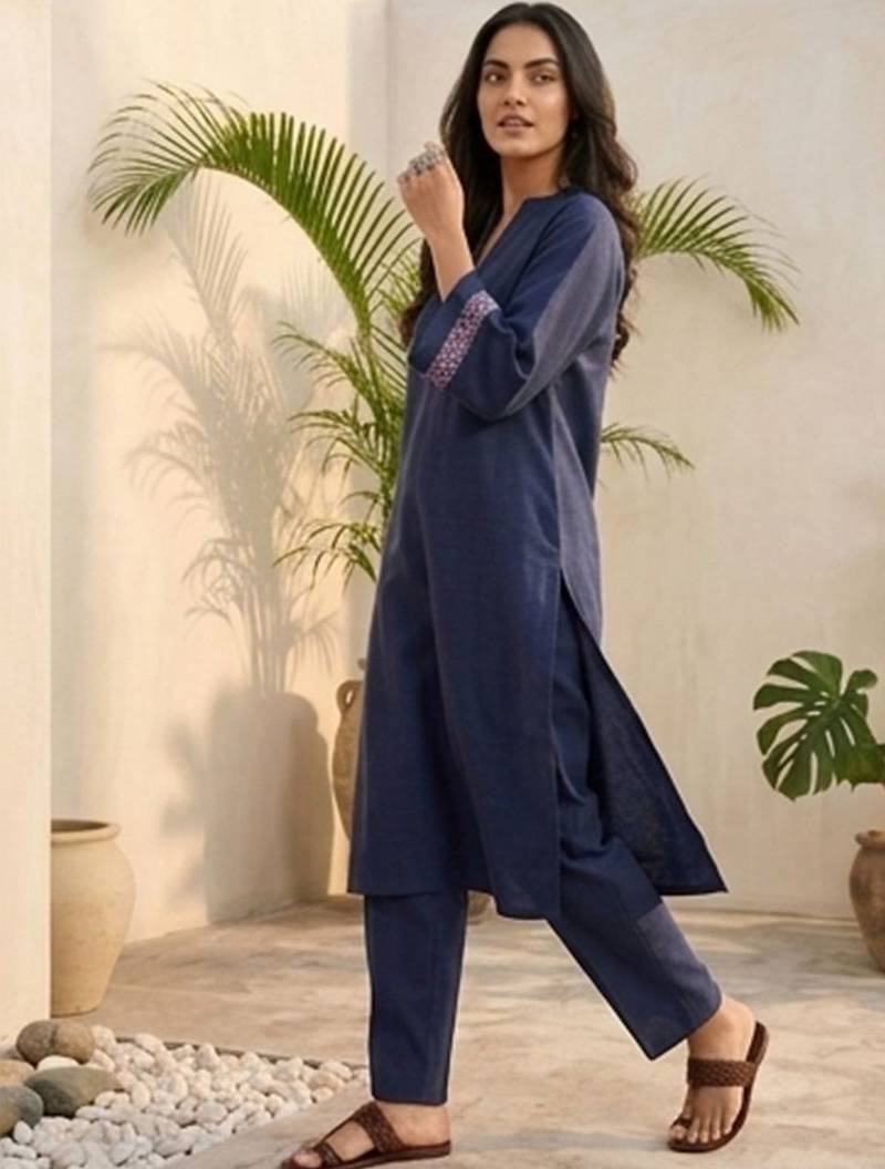 Women Ethnic Motifs Embroidered Regular Thread Work Kurta with Trousers