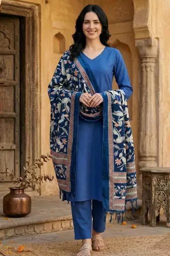 Women Regular Kurta with Trousers & With Dupatta