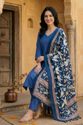 Women Regular Kurta with Trousers & With Dupatta