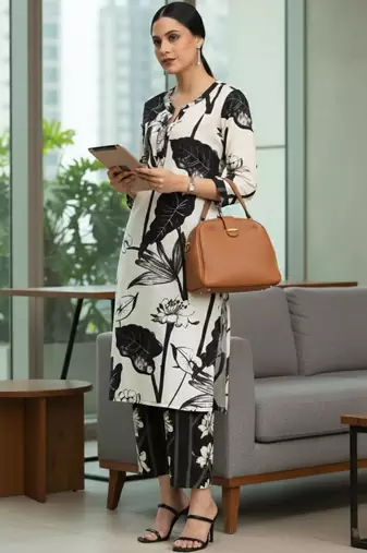 Women Floral Printed Regular Pure Cotton Kurta with Trousers