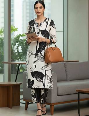 Women Floral Printed Regular Pure Cotton Kurta with Trousers 2