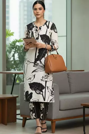 Women Floral Printed Regular Pure Cotton Kurta with Trousers