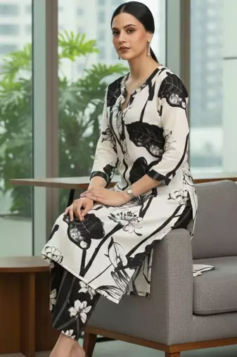 Women Floral Printed Regular Pure Cotton Kurta with Trousers