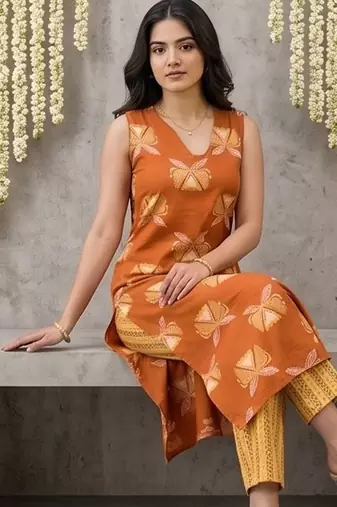 Women Ethnic Motifs Printed Regular Kurta with Trousers