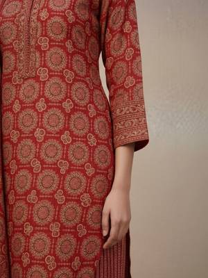 Women Ethnic Motifs Printed Regular Thread Work Pure Cotton Kurta with Trousers & With Dupatta 2