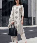 Women Ethnic Motifs Printed Regular Pure Cotton Kurta with Trousers & With Dupatta