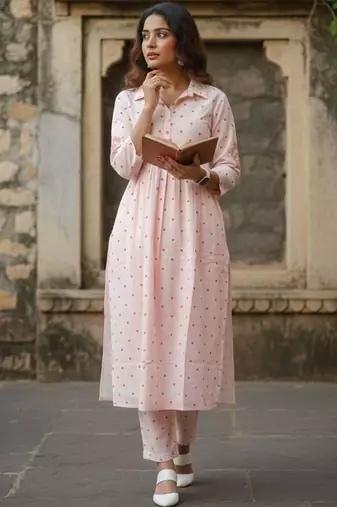 Pure Cotton Printed Kurta with Trousers