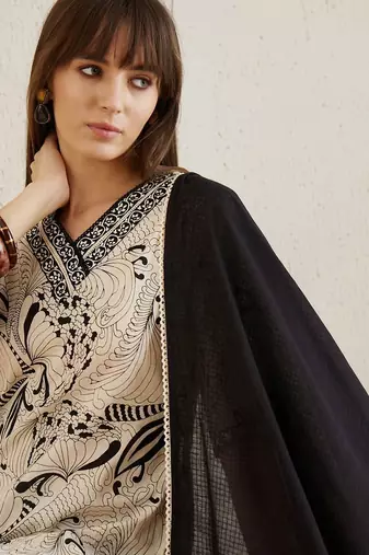 Printed Regular Mirror Work Pure Cotton Kurta with Trousers & Dupatta