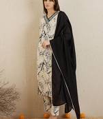 Printed Regular Mirror Work Pure Cotton Kurta with Trousers & Dupatta