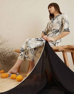Printed Regular Mirror Work Pure Cotton Kurta with Trousers & Dupatta 6