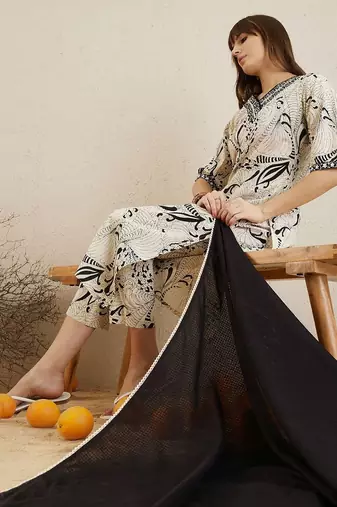 Printed Regular Mirror Work Pure Cotton Kurta with Trousers & Dupatta
