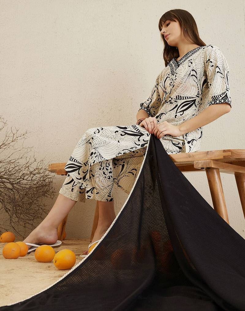 Printed Regular Mirror Work Pure Cotton Kurta with Trousers & Dupatta