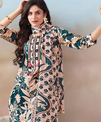 Women Floral Printed Regular Kurta with Trousers & With Dupatta 2