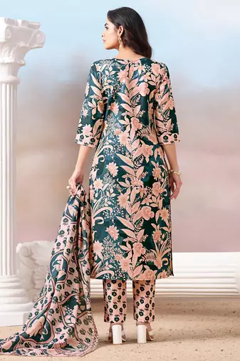 Women Floral Printed Regular Kurta with Trousers & With Dupatta