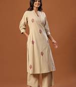 Women Ethnic Motifs Embroidered Regular Thread Work Pure Cotton Kurta with Palazzos