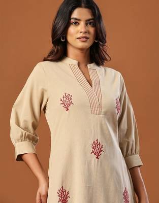 Women Ethnic Motifs Embroidered Regular Thread Work Pure Cotton Kurta with Palazzos 4