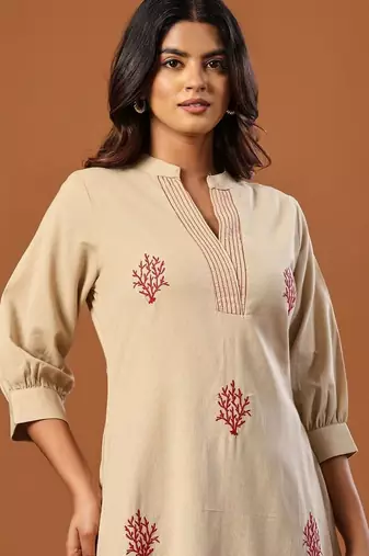 Women Ethnic Motifs Embroidered Regular Thread Work Pure Cotton Kurta with Palazzos