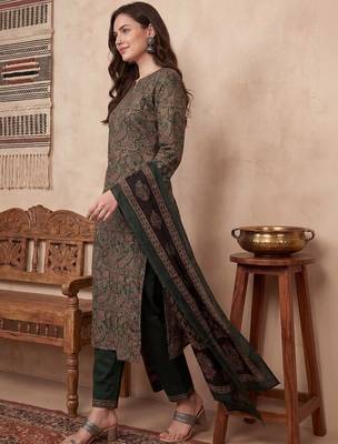 Women Ethnic Motifs Printed Regular Thread Work Pure Cotton Kurta with Trousers & With Dupatta 6