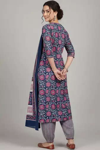 Women Floral Printed Regular Gotta Patti Kurta with Salwar & With Dupatta