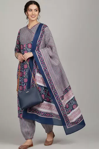 Women Floral Printed Regular Gotta Patti Kurta with Salwar & With Dupatta