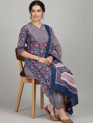 Women Floral Printed Regular Gotta Patti Kurta with Salwar & With Dupatta 7