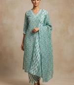Women Ethnic Motifs Printed Regular Pure Cotton Kurta with Trousers & With Dupatta