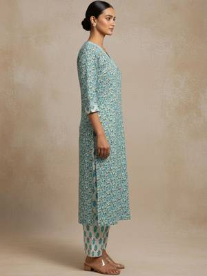 Women Ethnic Motifs Printed Regular Pure Cotton Kurta with Trousers & With Dupatta 3