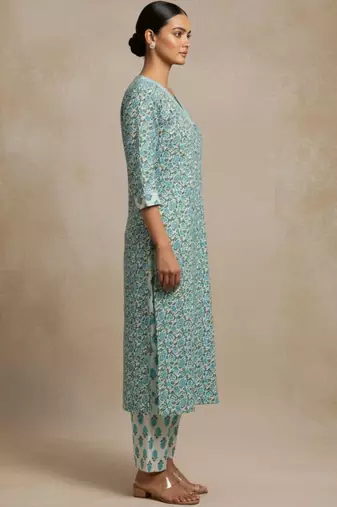 Women Ethnic Motifs Printed Regular Pure Cotton Kurta with Trousers & With Dupatta